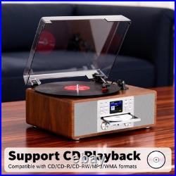 10-In-1 Retro Bluetooth Record Player with Built-In Stereo Speakers All-In-One