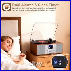 10-In-1 Retro Bluetooth Record Player with Built-In Stereo Speakers All-In-One