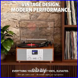 10-In-1 Retro Bluetooth Record Player with Built-In Stereo Speakers All-In-One