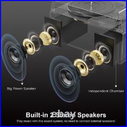 10-In-1 Retro Bluetooth Record Player with Built-In Stereo Speakers All-In-One