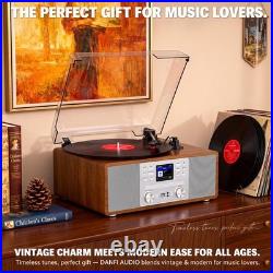 10-In-1 Retro Bluetooth Record Player with Built-In Stereo Speakers All-In-One