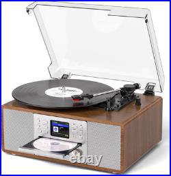 10-In-1 Retro Bluetooth Record Player with Built-In Stereo Speakers Wireless 3