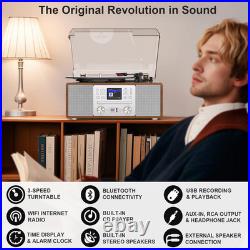 10-In-1 Retro Bluetooth Record Player with Built-In Stereo Speakers Wireless 3