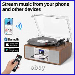 10-In-1 Retro Bluetooth Record Player with Built-In Stereo Speakers Wireless 3