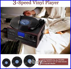 10 in 1 Bluetooth In/Out Record Player 3 Speed Vinyl Vintage Turntable CD Player