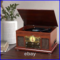 10-in-1 Bluetooth Record Player Multifunctional 3-Speed Turntable Vinyl Record