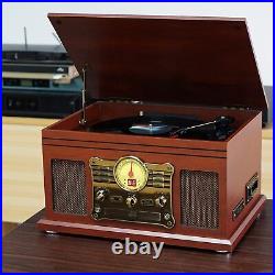 10-in-1 Bluetooth Record Player Multifunctional 3-Speed Turntable Vinyl Record