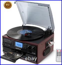 10-in-1 Bluetooth Vinyl Record Player Turntable CD Cassette USB Encoding
