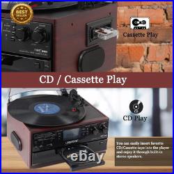 10-in-1 Bluetooth Vinyl Record Player Turntable CD Cassette USB Encoding