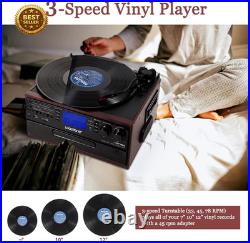 10-in-1 Bluetooth Vinyl Record Player Turntable CD Cassette USB Encoding