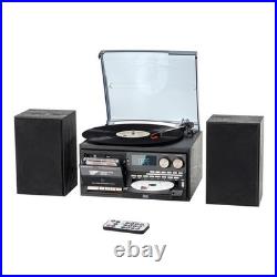 10 in 1 Record Player Bluetooth Turntable CD Cassette USB SD Radio T408 Remote