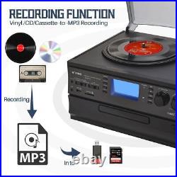 10-in-1 Record Player Turntable, Vinyl CD Cassette to MP3 USB/SD Encoding Convert