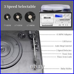 10-in-1 Record Player Vinyl Turntable with External Speakers, Bluetooth, USB