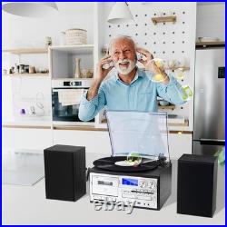 10-in-1 Record Player Vinyl Turntable with External Speakers, Bluetooth, USB