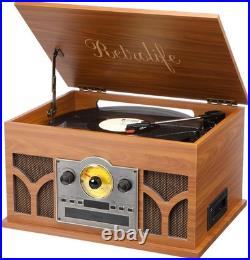 10-in-1 Record Player with Built-in Speakers Wireless Playback, CD & Cassette