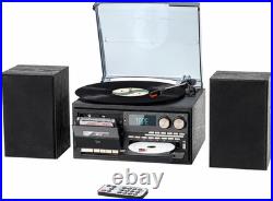 10 in 1 Record Player with Dual External Speakers, Elegant 3-Speed Turntable