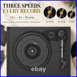 10 in 1 Record Player with Dual External Speakers, Elegant 3-Speed Turntable
