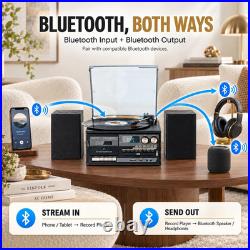 10 in 1 Record Player with Dual External Speakers, Elegant 3-Speed Turntable 10 in 1 Record Player with Dual External Speakers, Elegant 3-Speed Turntable