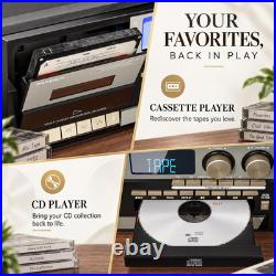 10 in 1 Record Player with Dual External Speakers, Elegant 3-Speed Turntable