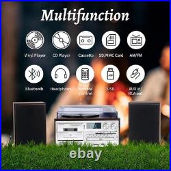 10 in 1 Record Player with External Speakers, 3 Speed Bluetooth Turntable Viny