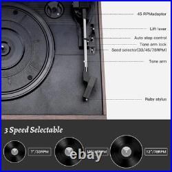 10 in 1 Record Player with External Speakers, 3 Speed Bluetooth Turntable Viny