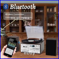 10 in 1 Record Player with External Speakers, 3 Speed Bluetooth Turntable Viny