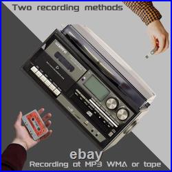 10-in-1 Vintage Vinyl Record Player with Bluetooth, CD, Cassette & Radio