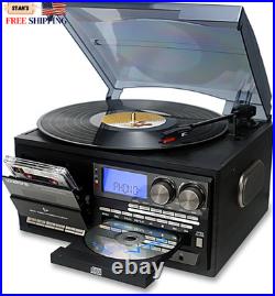 10 in 1 Vintage Vinyl Record Player with Bluetooth CD Cassette & Radio FREE SHIP