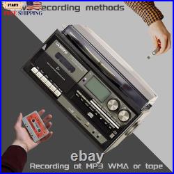 10 in 1 Vintage Vinyl Record Player with Bluetooth CD Cassette & Radio FREE SHIP