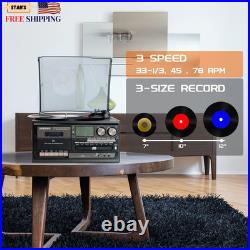 10 in 1 Vintage Vinyl Record Player with Bluetooth CD Cassette & Radio FREE SHIP