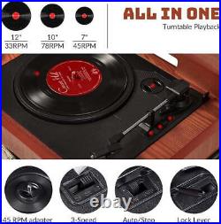 10-in-1 Vinyl Record Player, Wood Classic Turntable Bluetooth Built-in Speakers 10-in-1 Vinyl Record Player, Wood Classic Turntable Bluetooth Built-in Speakers