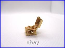 14K Gold Charm Vintage Movable Record player that opens! 1940's 1950's