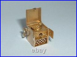 14k YELLOW GOLD 3D VINTAGE MOVEABLE RECORD PLAYER PHONOGRAPH PENDANT CHARM