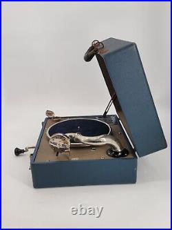 1920s Gramophone Portable Blue Record Player Phonograph