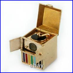 1950's Record Player Victrola Phonograph Stanhope Viewer Vintage 14k Gold Charm