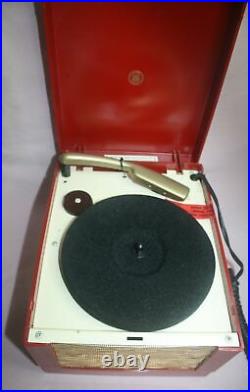 1950's Sea Breeze Trinspeed Record Player Red Model 121 Multi-speed Portable