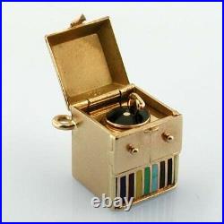 1950's Walter Lampl 14k Gold Victrola Record Player Phonograph Vintage Charm