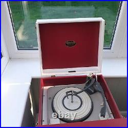 1960 Dansette Conquest Record Player Refurbished In Red And Cream With Legs
