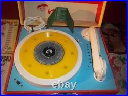 1960s Vanity Fair 601 Children's Vinyl Record Player 45/78 With9 Records & Box