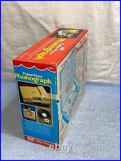 1978 vintage Fisher Price 825 Phonograph RECORD PLAYER + 824 Needle & Box VIDEO