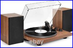 1 BY ONE Vinyl Record Player/Bookshelf Speakers Brown (Bluetooth) New (Open Box)