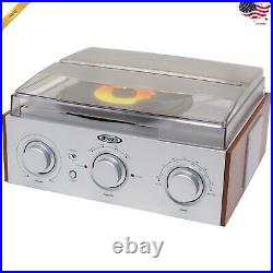 3-SPEED 33/45/78 RPM LP RECORD Player Turntable Stereo Speakers AM/FM Radio NEW