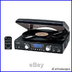 3 SPEED RECORD PLAYER TURNTABLE LP to MP3 ENCODING/CDs with USB/SD AM/FM STEREO