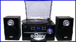 3 Speed 33/45/78 RPM Stereo Record Player CD Cassette Player Remote Control New