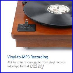 3 Speed Bluetooth Turntable Record Player USB Transfer MP3 Nature Wood