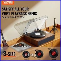 3-Speed Vinyl Record Player with10W Speakers Bluetooth RCA Output 33/45/78 RPM