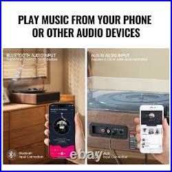 3-Speed Vinyl Record Player with10W Speakers Bluetooth RCA Output 33/45/78 RPM