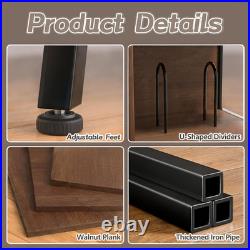3 Tier Record Player Stand with Flip-Down Vinyl Record Storage Shelf Walnut Audi