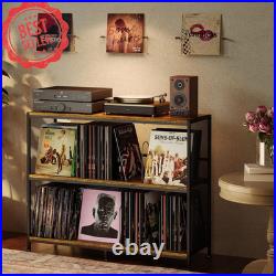 3-Tier Vinyl Record Storage Stand Holds 450 withTurntable Table&Adjustable Divider