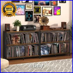 3-Tier Vinyl Record Storage Vintage Player Table with Spacious Storage up 450